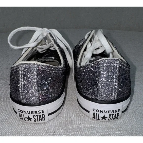 Women's Sz 8.5 Converse Chuck Taylor All Star Silver Glitter Low Shoes Sneakers - Picture 9 of 9